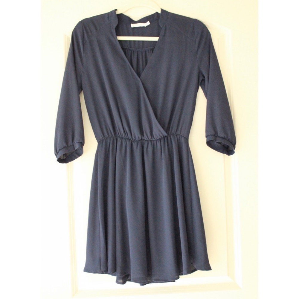 Lush navy wrap style dress